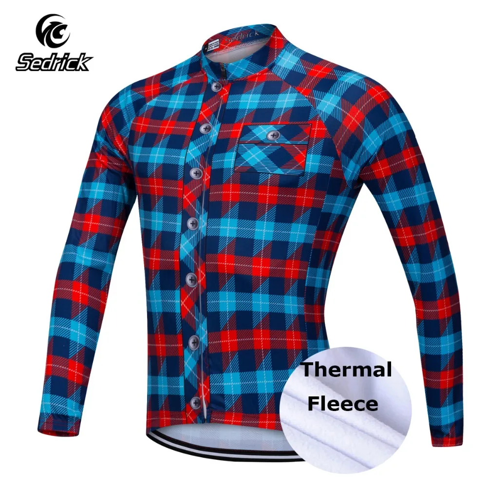 Sedrick зима осень длинный рукав Теплый Pro термо флис Велоспорт Джерси MTB велосипед