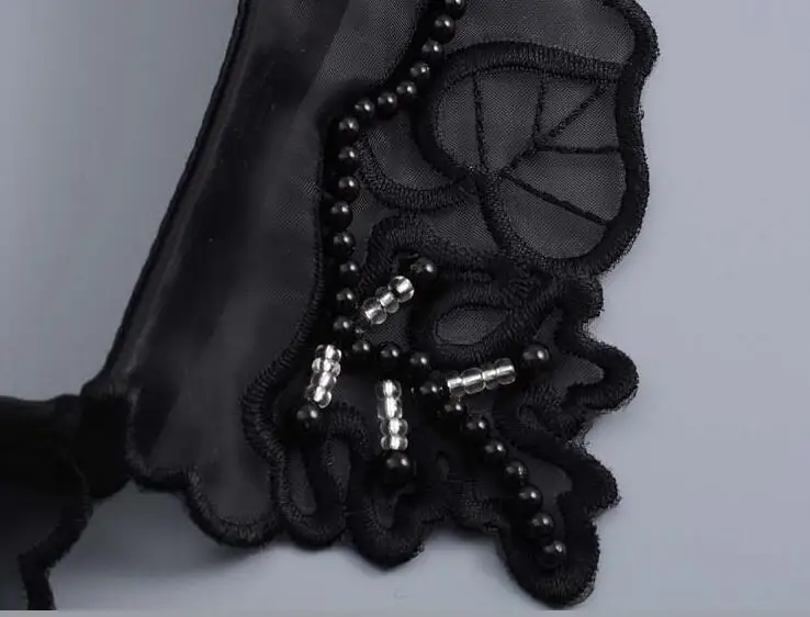 

Women's Fashion beaded shirt fake collar lady's black color embroidery Ties & Detachable Collar R741