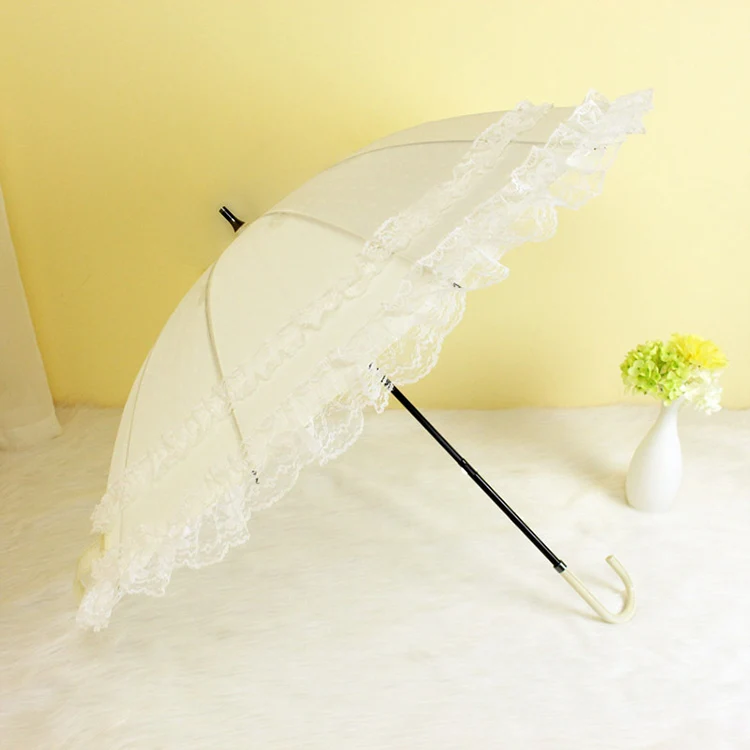 Only Jime Lace Long Handle Umbrellas Sun Women Double Layer Band Windproof Umbrellas High Quality Lace Flower Umbrella Rain Gear