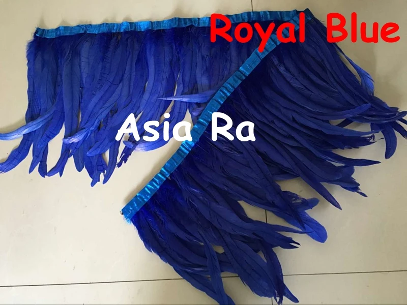 Asia Ra 10 yard 2 1 royal blue chicken feather trims 30-35cm 12-14inch long rooster coque trimming on satin | Дом и сад