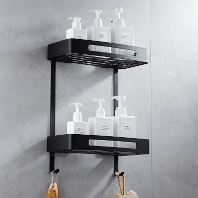 one tier shelf S Набор аксессуаров для ванной из нержавеющей стали, черный набор для ванной, вешалка для полотенец, туалетная бумага, держатель полотенец, крючки - Цвет: one tier shelf S