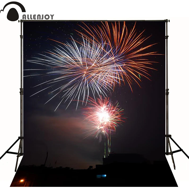10x10ft photo background christmas New Year's fireworks night photography backdrops children santa new Year decoration |