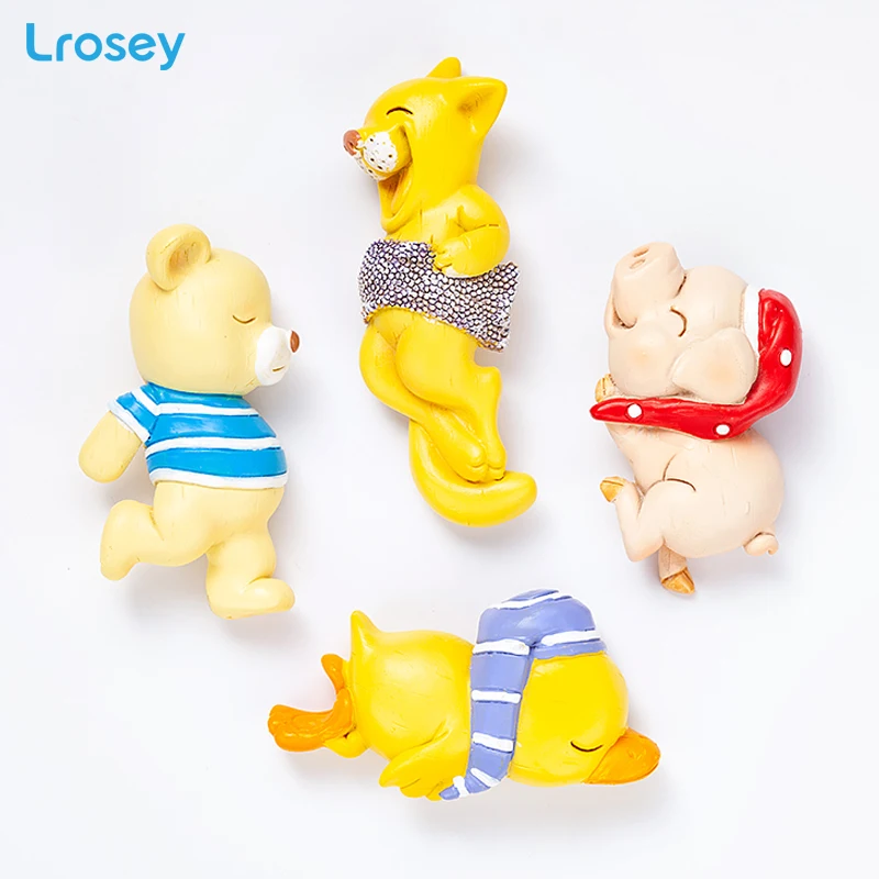 Милые магниты на холодильник с изображением животных Спящая поросенок утенок