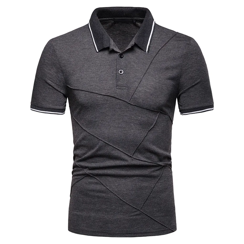 Повседневное Лето 2019 Poloshirt мужские брендовые Смешанный хлопок Кнопка короткий