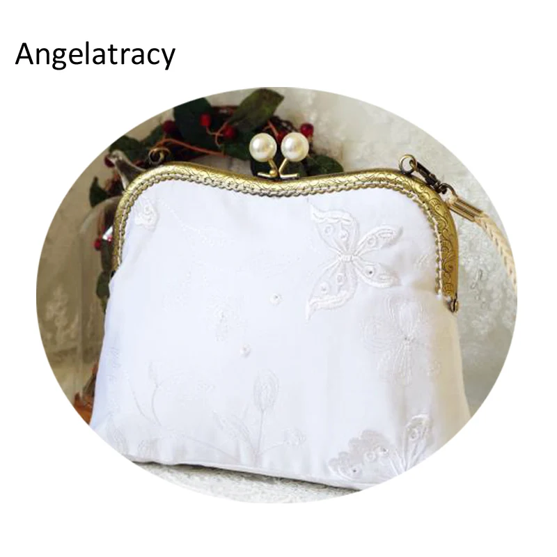 Angelatracy 2018 белая женская сумка с вышивкой из хлопка винтажная металлическая рамка