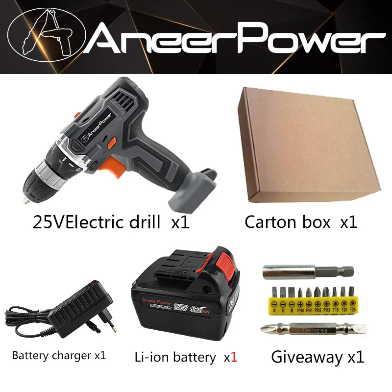 1pcs battery 25 в электрическая дрель, электроинструменты, шуруповерт, аккумуляторная батарея, мини беспроводной сверлильный инструмент, электрический шуруповерт для набора мощности - Цвет: 1pcs battery