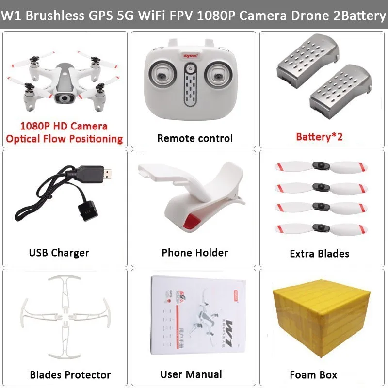 1080P 2BAT FB Новейший Дрон Syma W1, Gps, 5g, Wi-Fi, Fpv с регулируемой камерой 1080p Hd, режим следования за мной, жесты, Радиоуправляемый квадрокоптер Vs F11, Sg906, Дрон - Цвет: 1080P 2BAT FB