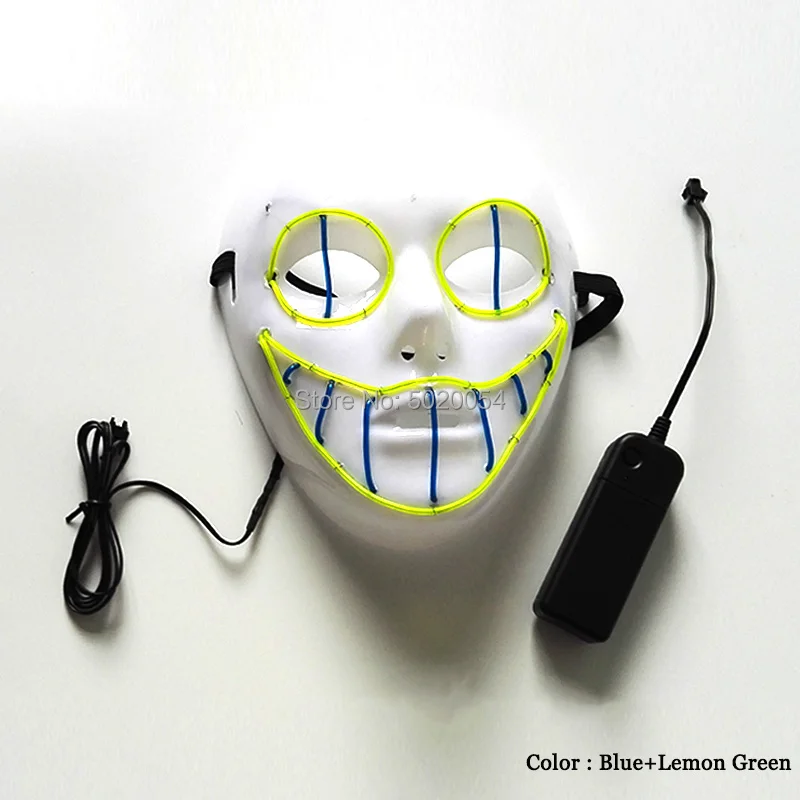 Светящаяся маска для лица ужаса светодиодный светильник EL мигающая Хэллоуина