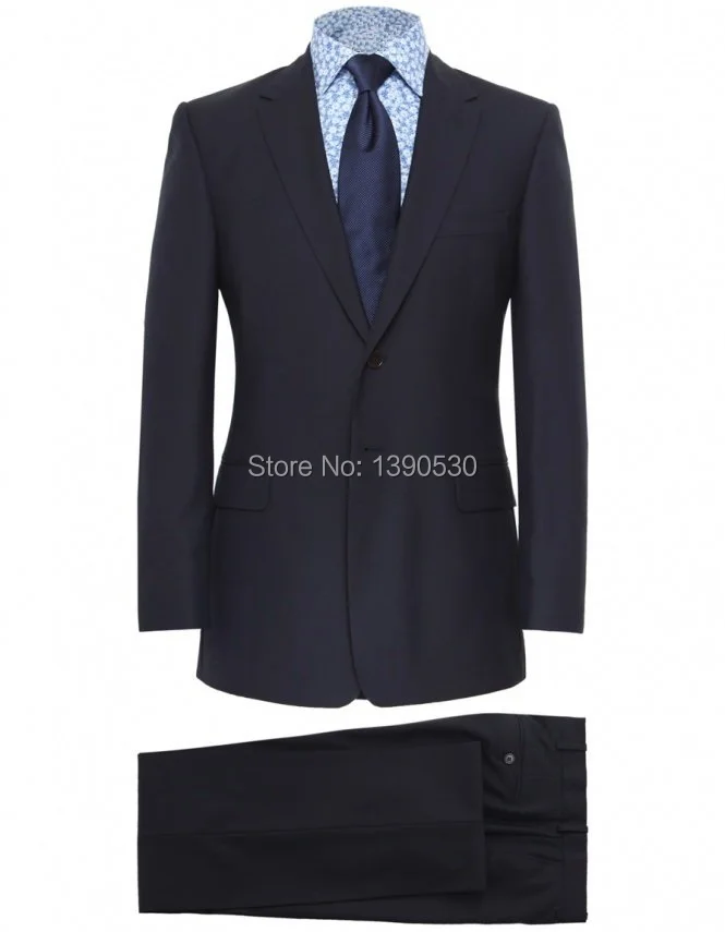 Мужской темно-синий костюм-двойка 100% шерсть на заказ | Мужская одежда