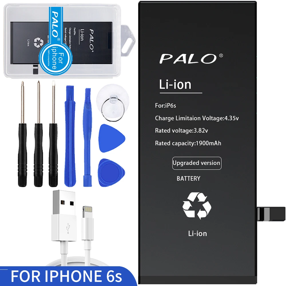 Palo аккумулятор для iphone 6s реальная емкость 1900 мАч с ремонтными инструментами набор мобильных батарей с usb+ чехол для аккумулятора
