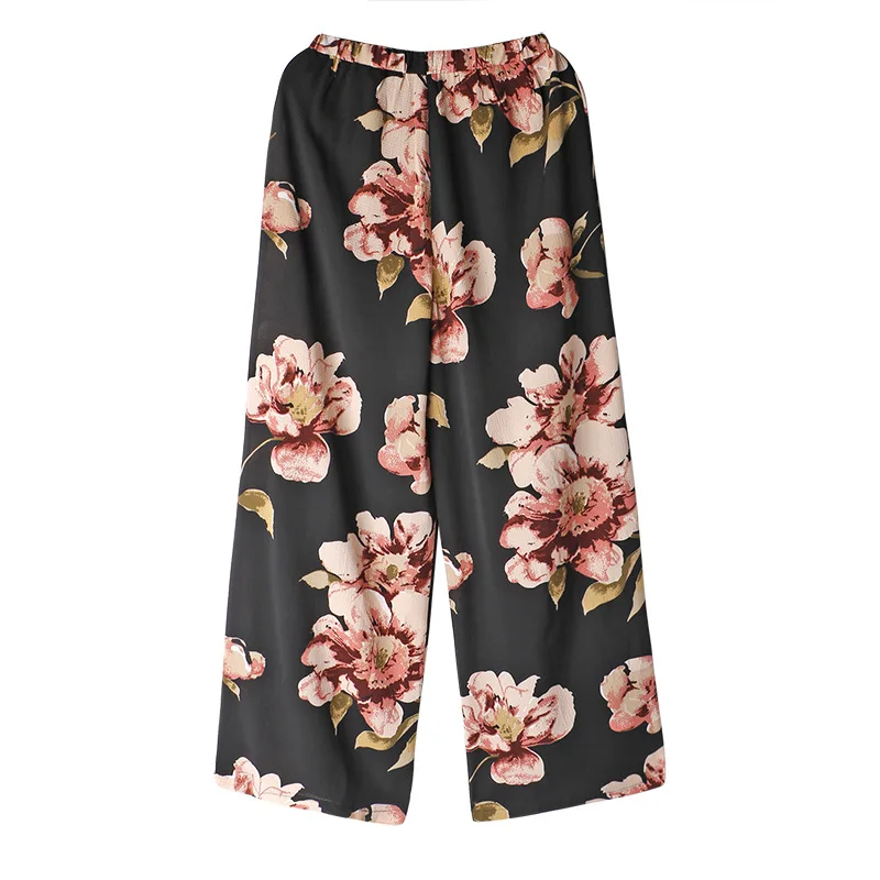 Высокая талия Сплит широкие брюки для женщин 2019 Лето boho талии свободные длинные