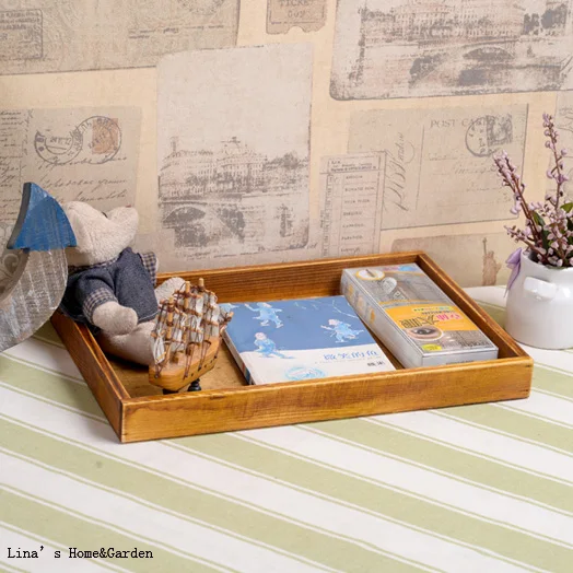 Простой дизайн Винтажный стиль прямоугольный деревянный поднос|wood serving tray|serving