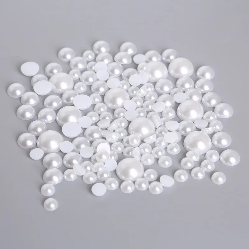 1 5 мм-14 мм Чистый белый полукруглые плоские с одной стороны из пластика ABS