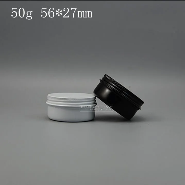 Free Shipping 50g/ml Whit Black Aluminum Empty Lucifugal Flat Bottle Jar Cream Eye Gel Lip Pomade  Empty Cosmetic Containers