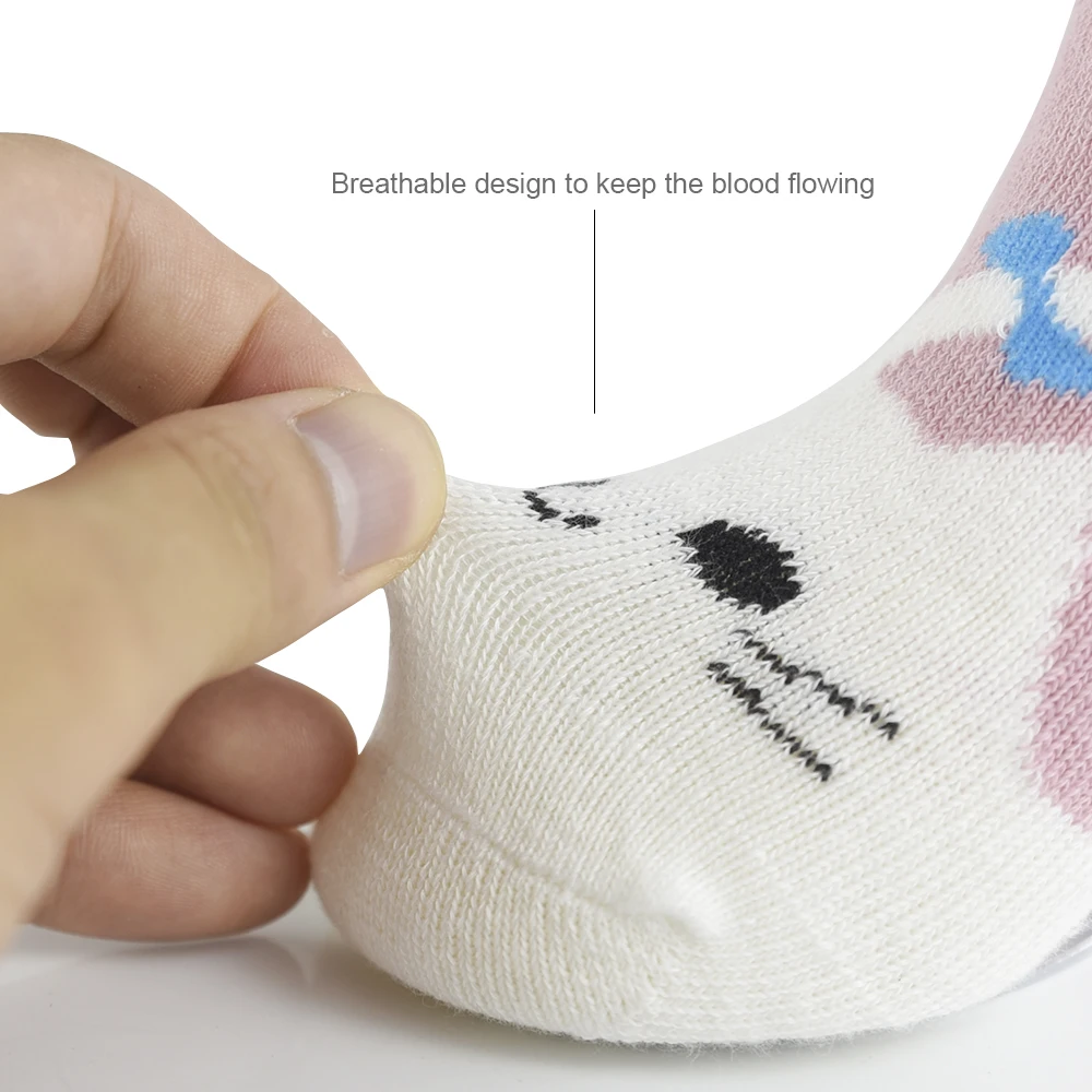 ZukoCert-Calcetines de algod&oacute;n suave para ni&ntilde;os y ni&ntilde;as, medias transpirables con patr&oacute;n de dibujos animados, ropa de 1 a 10 a&ntilde;os, 5 pares-3