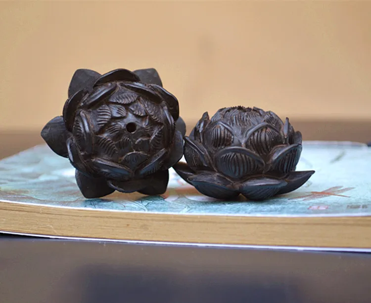 Черный сандаловое дерево резной гравировкой Лотос DIY ручной работы кулон Лотос деревянные аксессуары Ebony Lotus ювелирные изделия