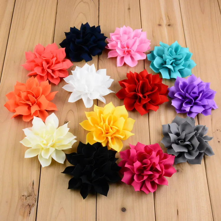 30 pcs/lot 8cm louts satin chiffon flower lotus for headbwear hair apperal accessories | Аксессуары для одежды