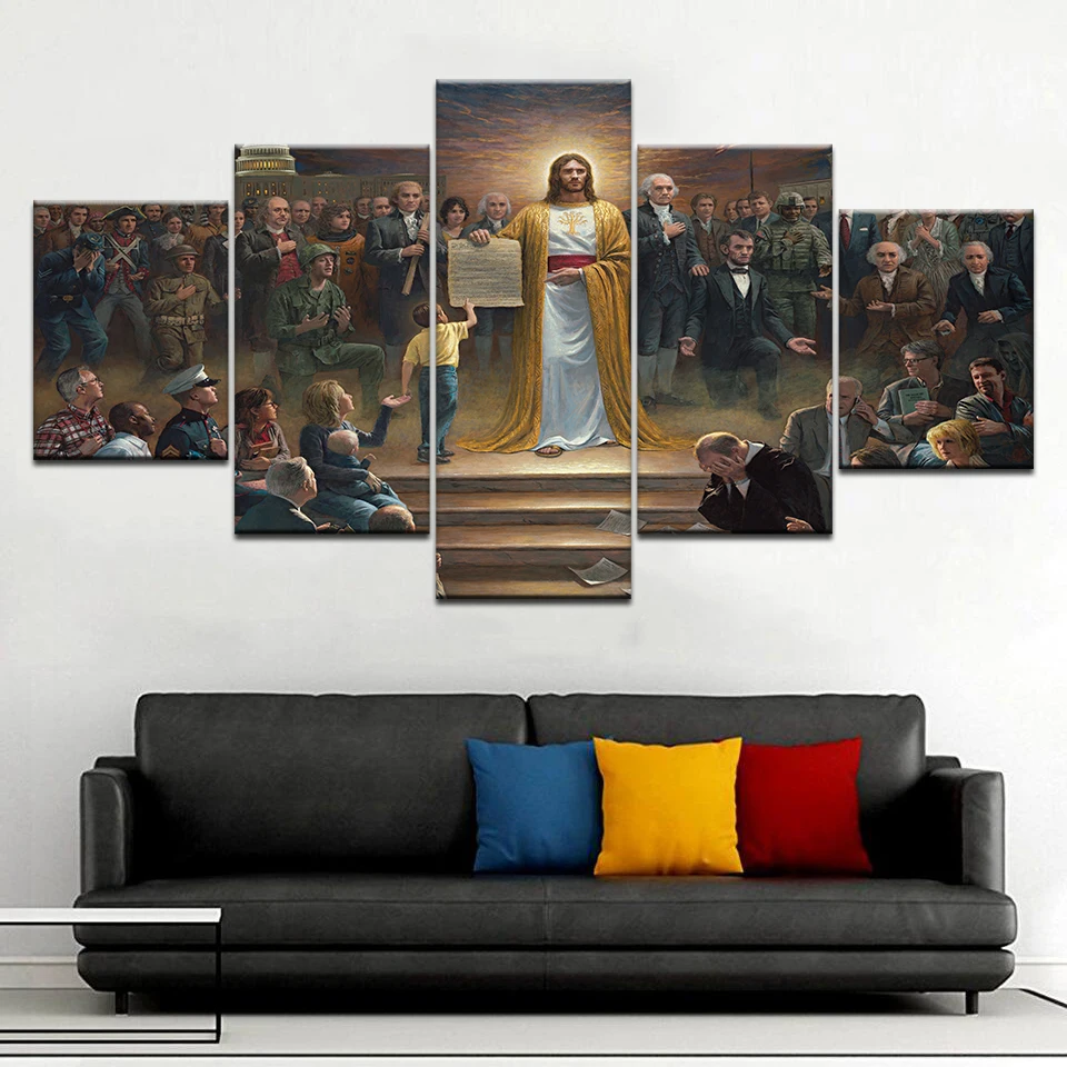 

Fantasy art Classic paintings jesus returns to earth Group 5 Panel HD Print Wall posters Canvas Art painting living room decor