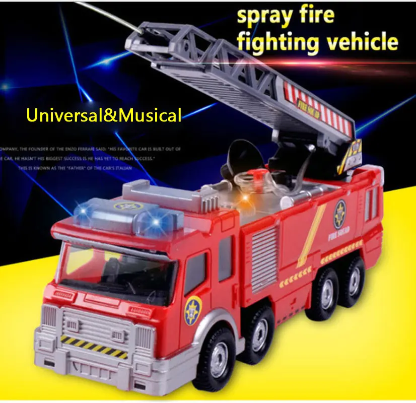 YunNasi 1pcs LED light Spray Fire Truck Water Simulation Vehicle Model Music Toys For Children Flashing Kids Classic Gifts | Игрушки и