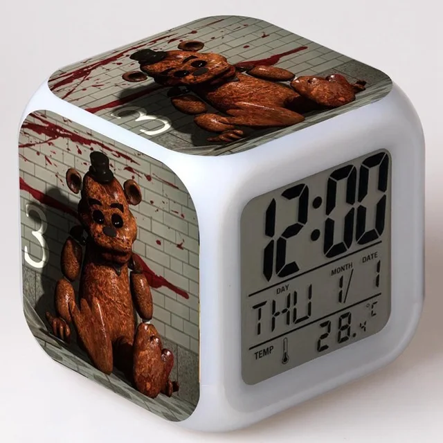 Шоколад Бонни и Чика Foxy world светодиодный 7 цветов вспышки часы световой цифровой будильник пять ночей у Фредди часы - Цвет: Шоколад