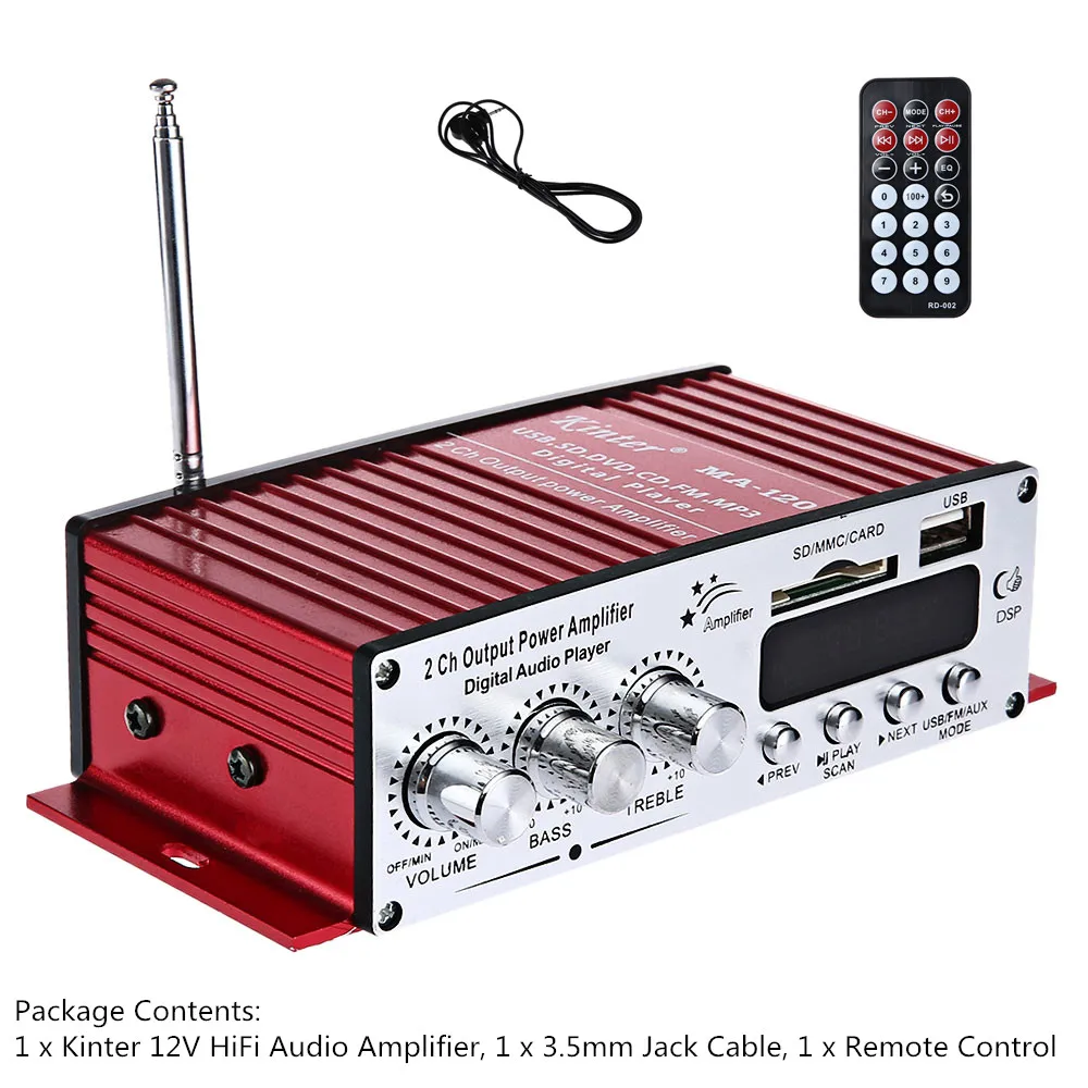 Kinter MA 120 мини автомобильный усилитель USB SD FM HiFi стерео аудио DC 12 В 50 Вт Выход