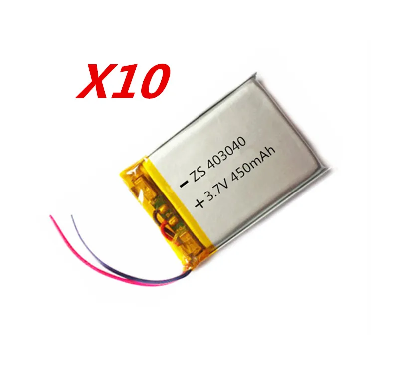 10 шт. 3 7 В 450 мАч 403040 литий полимерный LiPo аккумуляторная батарея для Mp3 Mp4 PAD DVD DIY