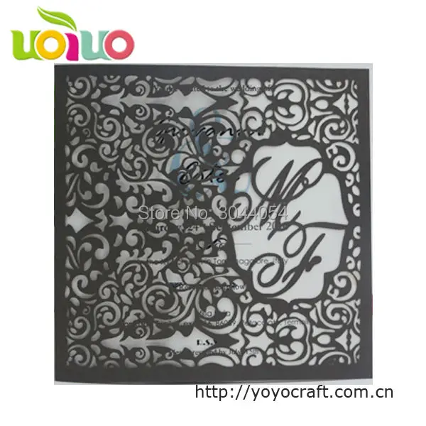

50pcs free couple name logo luxurious vintage engagement wedding invitation card various colors lace laser cut invitation cards