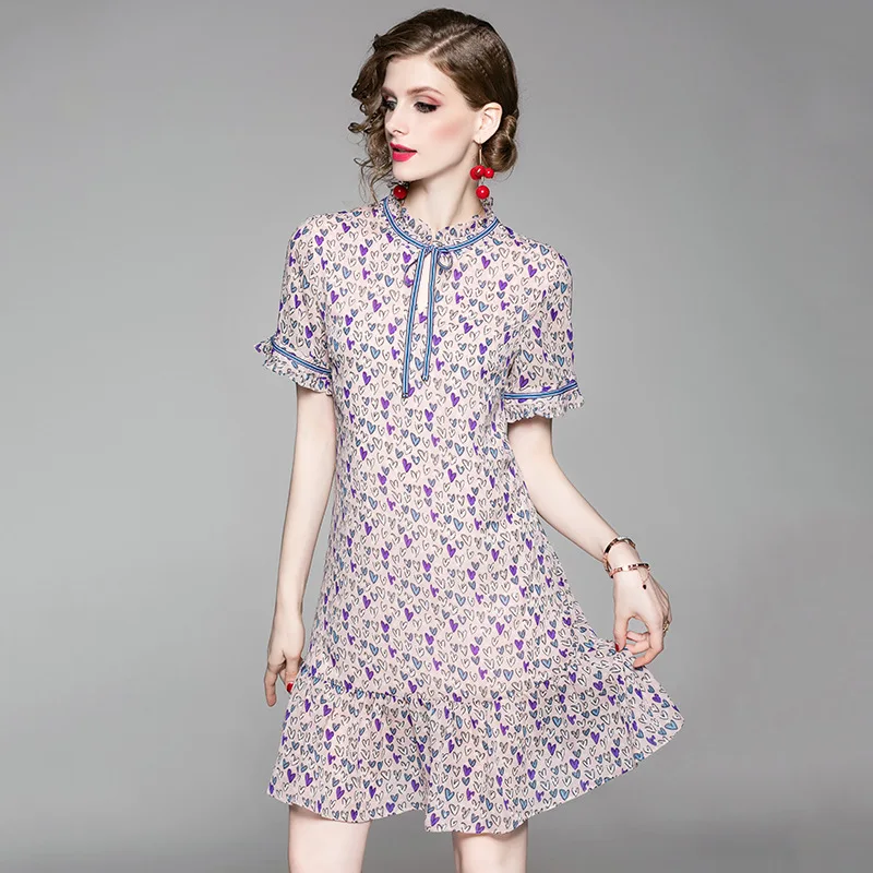 2019 летнее новое женское элегантное романтичное свободное платье с принтом любви