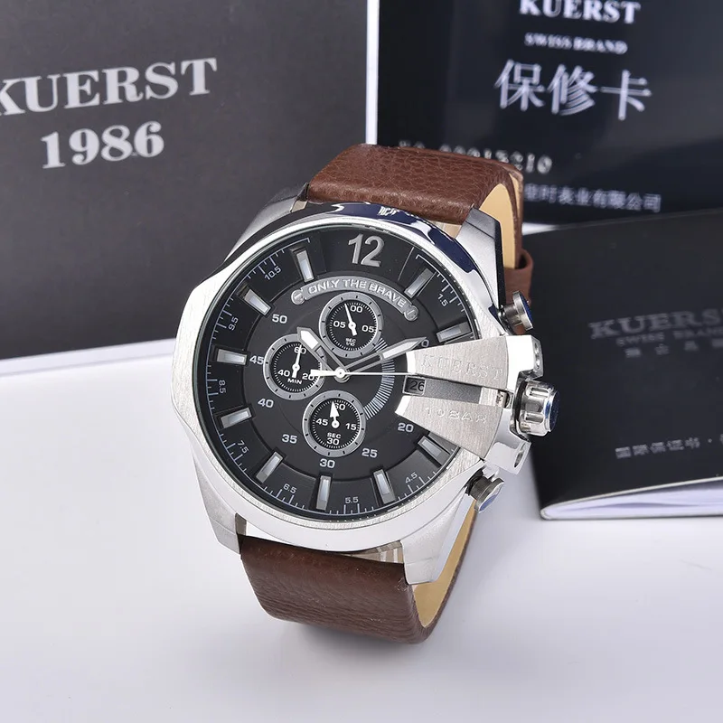 4290 Роскошный бренд KUERST G style shock Series новые мужские спортивные часы мужские водонепроницаемые кварцевые часы модные с кожаным ремешком хронограф - Цвет: 4290