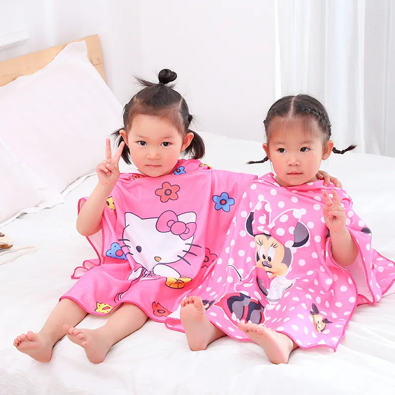 

Disney 50X100cm children's cotton cartoon spider man Minnie bath towel baby boy girl beach towel cape towel gift