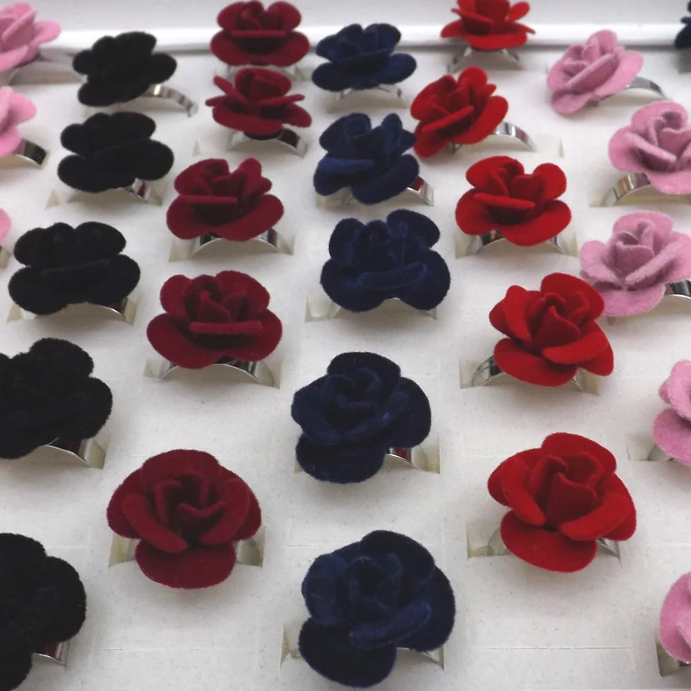 Милые фланелевые розовые кольца на палец подарок для девочек смешанный цвет 50