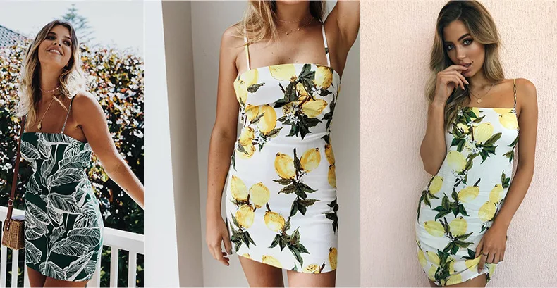 2018 Summer Dress Hot Sell Holiday Pencil Print Mango Sleeveless Elegant Sundress Yellow Cotton Casual Sling Beach | Женская одежда