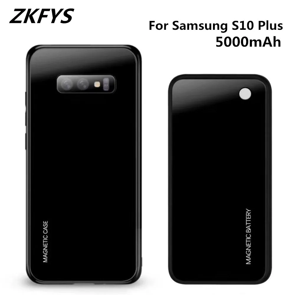 

Чехлы для зарядки аккумуляторов для Samsung Galaxy S10 Plus S10 + чехол для внешнего аккумулятора 5000 мАч Беспроводная зарядка Магнитный чехол для внешн...
