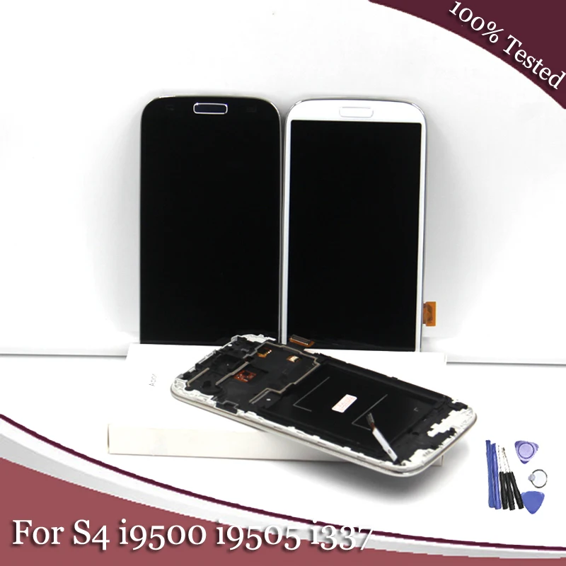LCD совместимый для samsung galaxy s4 GT i9500 i9505 i337LCD дисплей сенсорный экран с дигитайзером