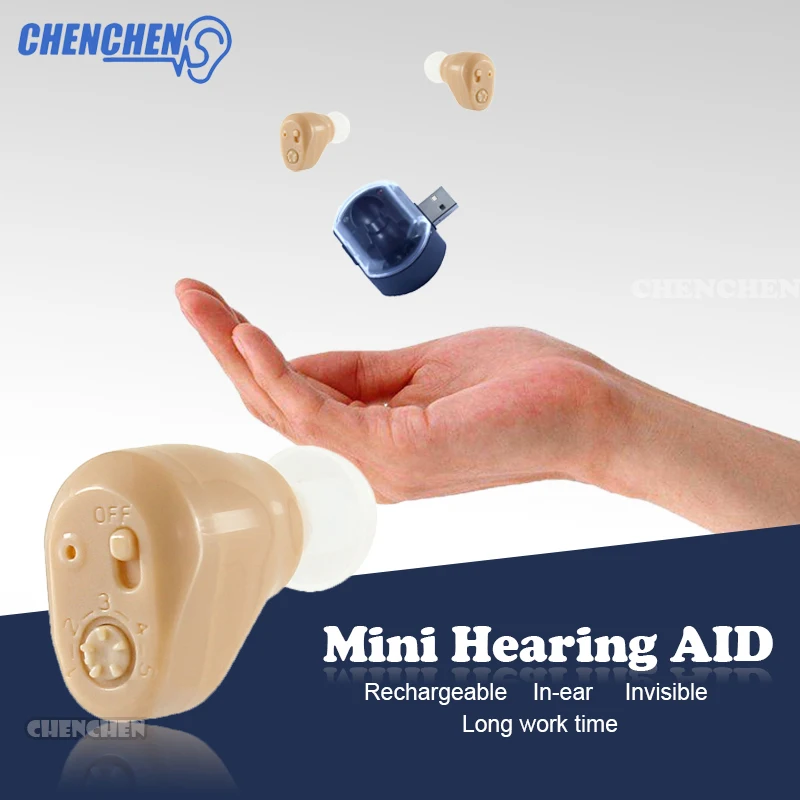Миниатюрный слуховой аппарат перезаряжаемый с американской и европейской