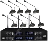 micwl 400 channel 8 gooseneck conference wireless table microphone system for meeting room uhf adjustable frequency