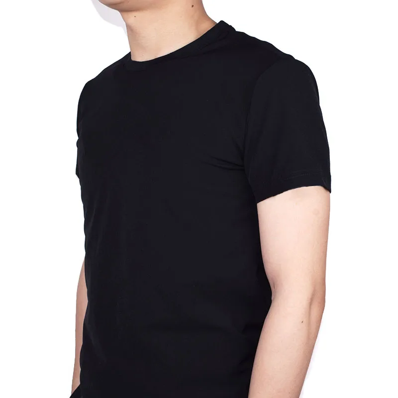 Fashion Solid Color T-Shirt Men Round Neck Cotton PlainT-Shirt Casual Summer Short Sleeve Tee Tops Shirt Clothing Black White | Мужская