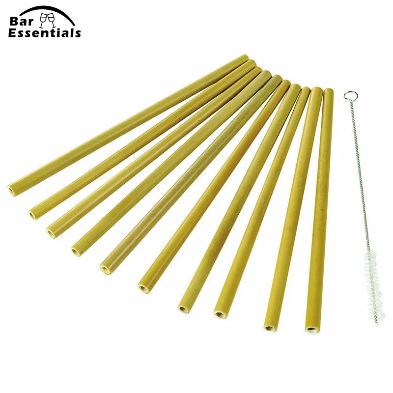 

10Pcs/Set Bamboo Reusable Straw 20cm Organic Bamboo Drinking Straws Natural Wood Straws For Party Birthday Wedding Bar Tool