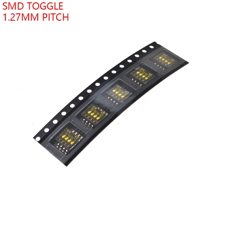 5 шт. Позолоченный SMD SMT 4 P разрядный тумблер двухрядный контактный шаг 1 27 мм