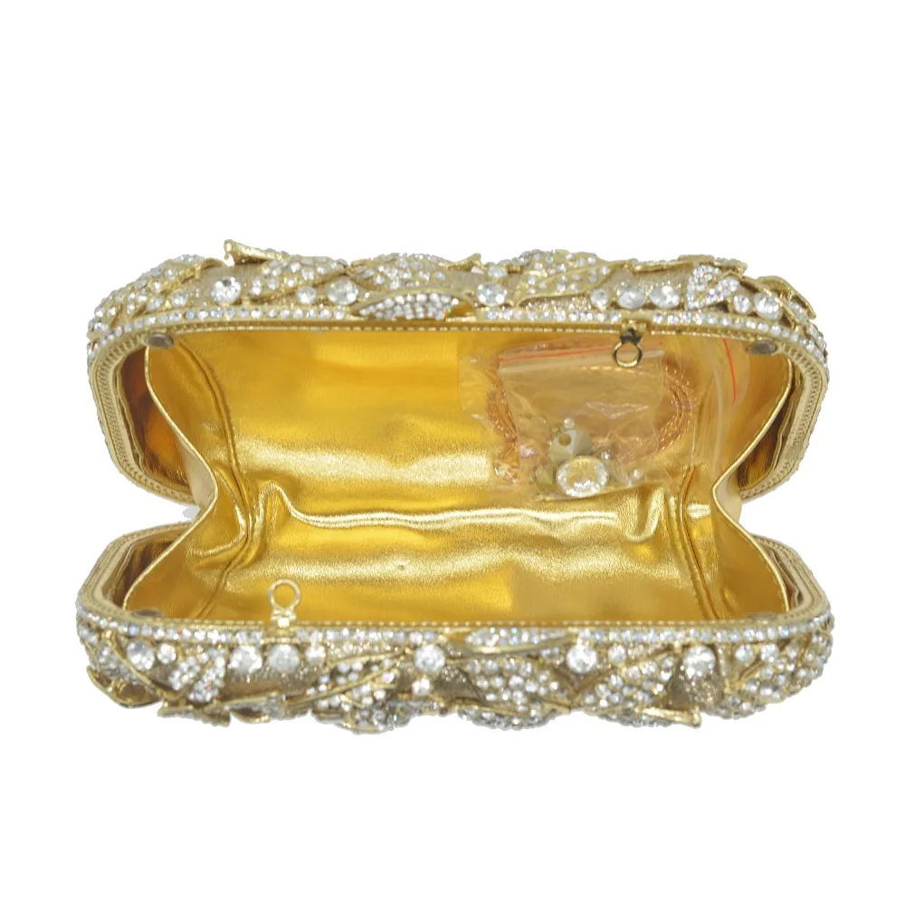 Новейшая Золотая/серебряная вечерняя сумочка Стразы с цветами и кристаллами