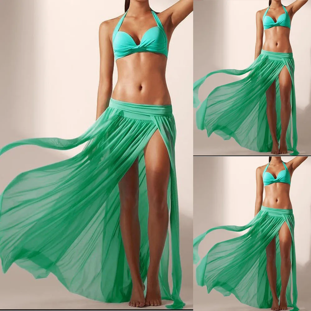 Women Skirt Summer Bohemian 2019 Solid Sexy Boho Chiffon High Split Long Maxi W406 | Женская одежда