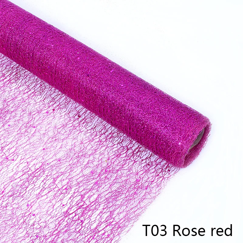 rose red 50 см* 5Y Золотая проволока ткань тюль рулон катушки ремесло Свадебная вечеринка Декоративный букет обёрточная бумага органза чистая марля элемент настольная дорожка - Цвет: rose red
