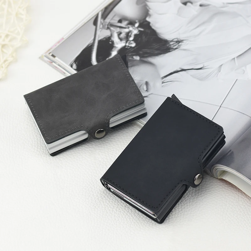 SEEKRID Винтаж двойные металлические держателя карты с функцией блокировки RFID