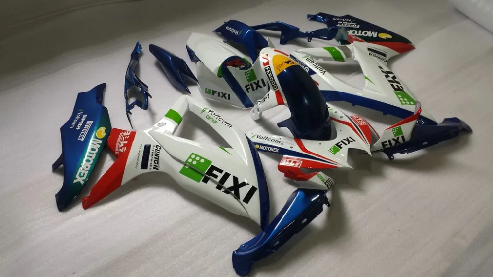 Инжекционный обтекатель комплект для GSXR600 750 08 09 GSXR750 GSX R600 K8 2008 2009 белый красочный