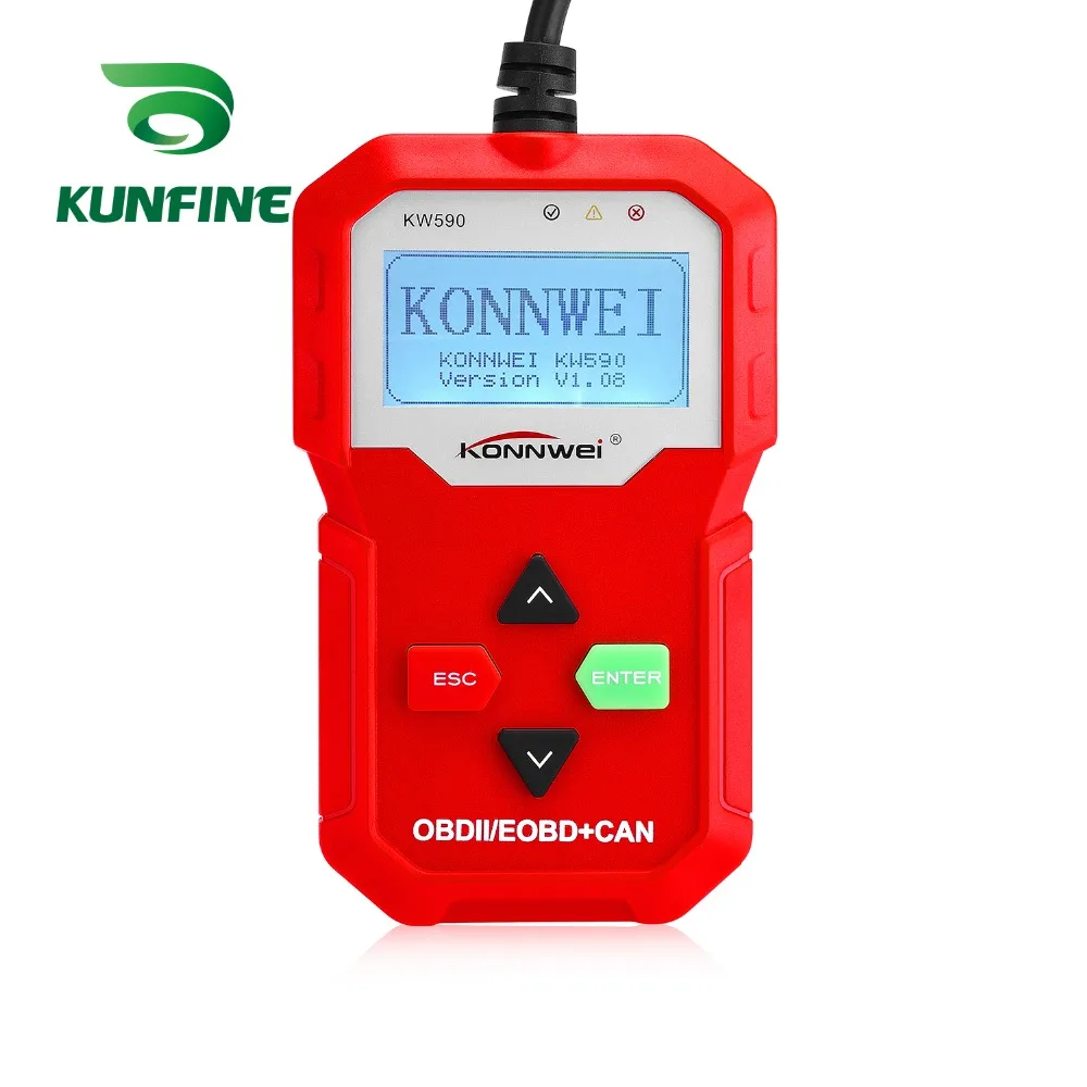 Лучший ODB OBD2 автомобильный диагностический сканер KW590 многоязычный на русском