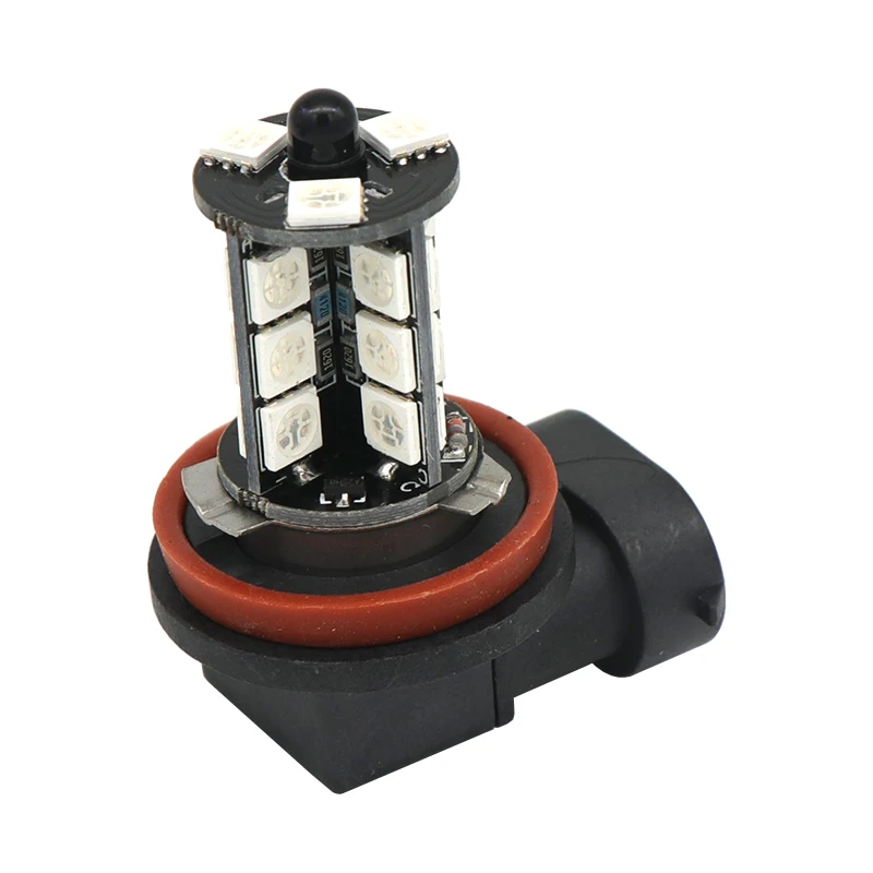 2 шт дистанционный беспроводной 5005 27SMD многоцветный RGB H11 светодиодный стробоскоп светодиодный Сменные лампы для противотуманных фар или дальнего света DC12V
