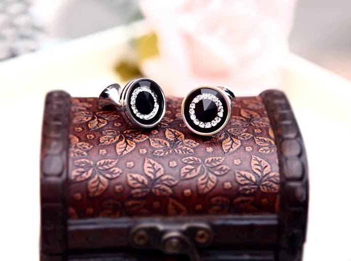 Новый дизайн модные круглые запонки из меди с кристаллами бесплатная доставка |