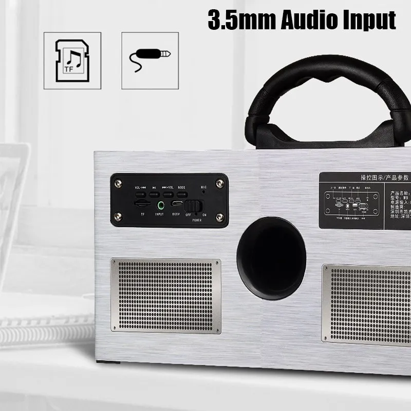 NiUB5 W09 Ретро Классический Bluetooth динамик беспроводной портативный высокомощный сабвуфер 20 Вт динамик 3000 мАч TF AUX FM радио динамик
