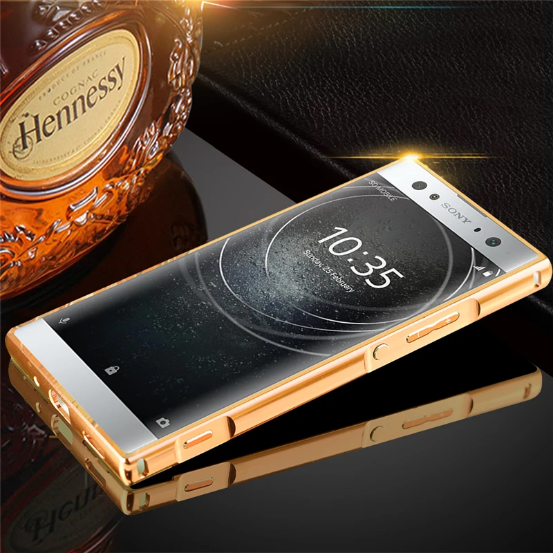 Чехол для sony Xperia XA2 Ultra 6,0 ''H4213 H4233, зеркальный бампер с алюминиевой металлической рамкой+ Жесткий Чехол для задней панели из поликарбоната, чехол для телефона s