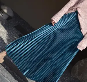 Женская винтажная плиссированная юбка, Повседневная Длинная юбка с высокой талией, 2022